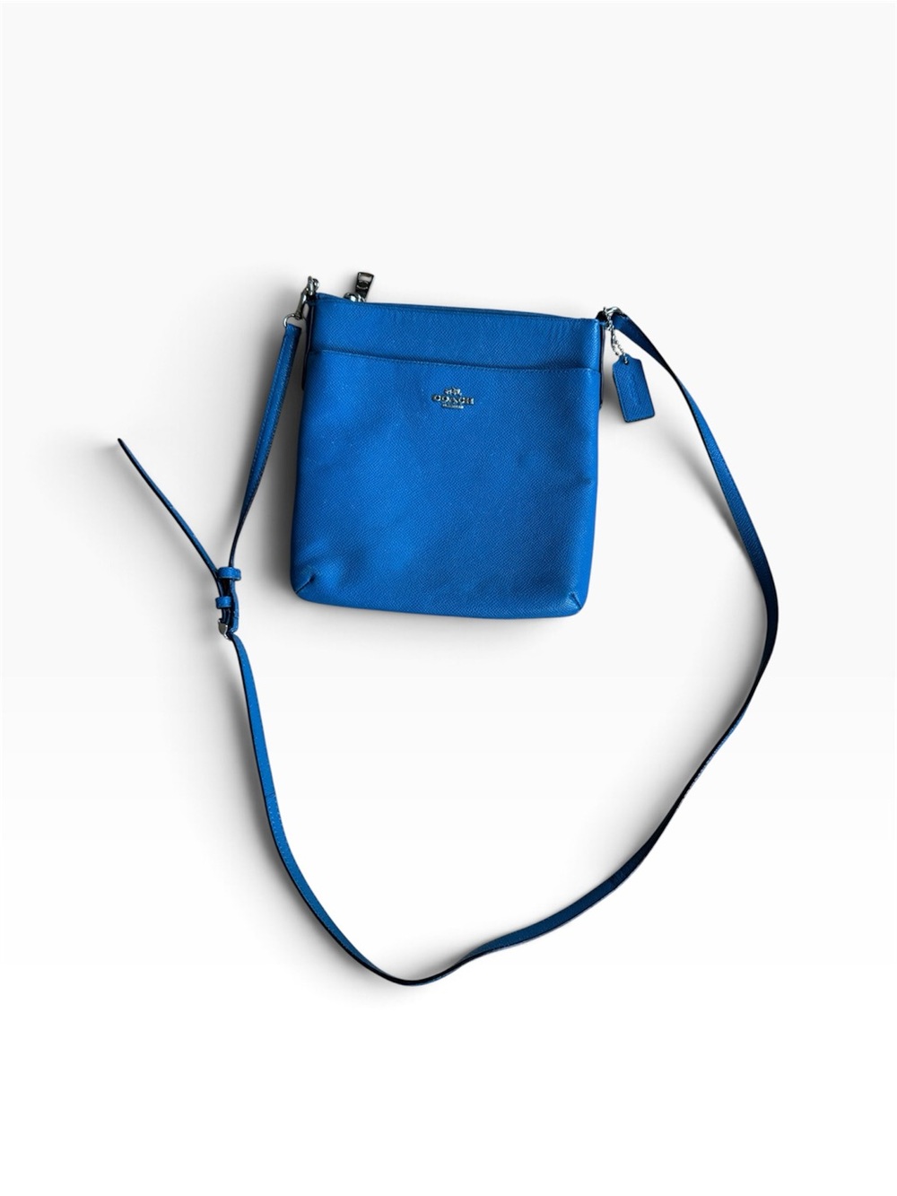 Coach Cobalt Blue Crossgrain Leather Crossbody Bag Silver Hardware
